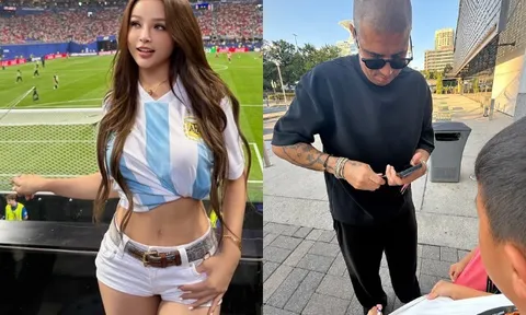 Cựu hot girl Hà thành diện nóng bỏng sang Mỹ ủng hộ Messi, may mắn được gặp trực tiếp các cầu thủ tuyển Ai Cập
