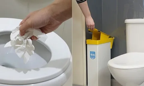 Nên bỏ giấy vệ sinh vào bồn cầu hay thùng rác?