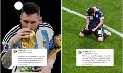Messi viết bài ăn mừng vé chung kết World Cup giống hệt năm 2022