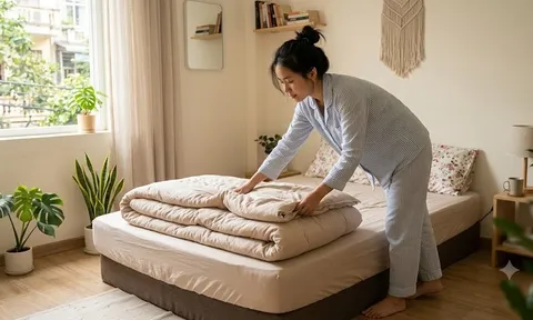 Vì sao không nên gấp chăn ngay sau khi ngủ dậy?