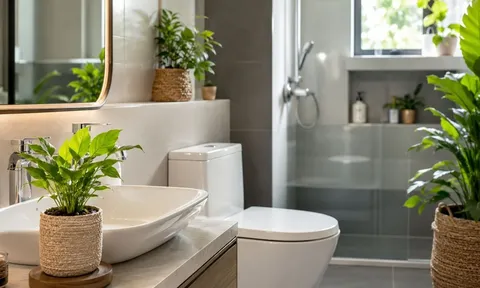 Vì sao nên đặt một chậu cây nhỏ trong nhà tắm, nhà vệ sinh?