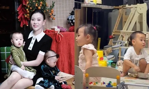 Phương Oanh làm phiên dịch cho cặp song sinh vì "ông nói gà bà nói vịt", 2 nhóc tì có cả kho đồ chơi ở nhà