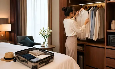 Vì sao đừng vội treo hết quần áo vào tủ ngay khi mới nhận phòng khách sạn?