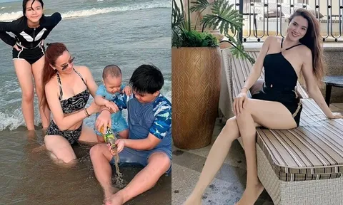 Á hậu ở ẩn gần 10 năm sinh 3 con với chồng đại gia, diện bikini rực rỡ khoe chân dài "mướt mắt"