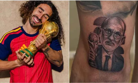 Marc Cucurella thực hiện lời hứa xăm hình De la Fuente
