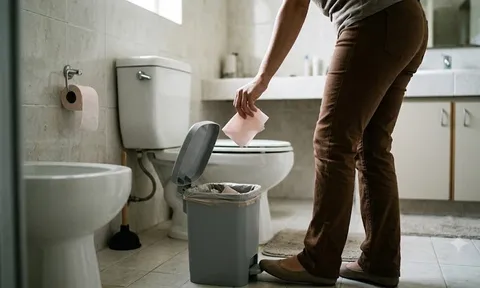 Nên vứt giấy vệ sinh xuống bồn cầu hay vứt vào thùng rác?