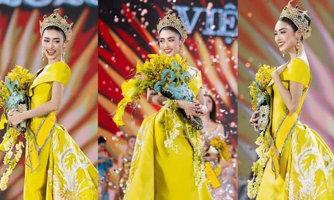 Thiết kế dát vàng của Nguyễn Phúc Tuấn gây sốt khi được cả Lý Nhã Kỳ, Hồ Quỳnh Hương và tân Hoa hậu Emoura Phạm chọn mặc