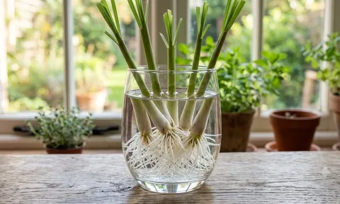 Đừng vứt gốc sả sau khi nấu ăn: Ngâm nước 1 tuần, rễ trắng mọc kín rồi đem trồng cực dễ