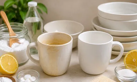 Mẹo dễ tẩy vết ố vàng trong cốc chén sứ: Chỉ vài phút, đồ dùng sáng sạch như mới