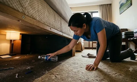 Vì sao nên lăn chai nước qua gầm giường khách sạn?