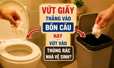 Vứt giấy thẳng vào bồn cầu hay vứt vào thùng rác nhà vệ sinh?