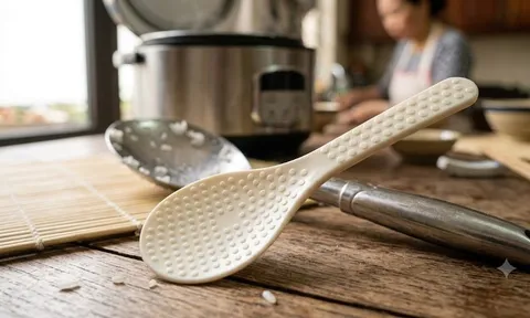 4 công dụng bất ngờ của các chấm tròn trên muôi xới cơm