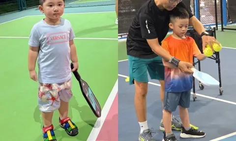 Sao Việt cho con học pickleball: Quý tử của Chi Bảo mặc đồ hiệu ra sân, cặp song sinh nhà Dương Khắc Linh chuyên nghiệp