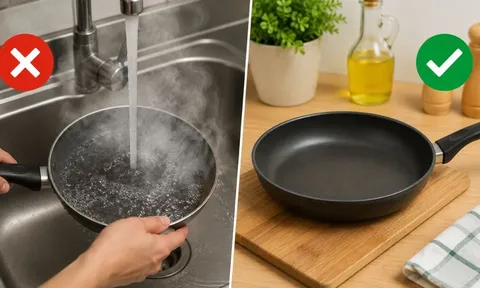 Vì sao không nên rửa chảo ngay khi vừa nấu xong?