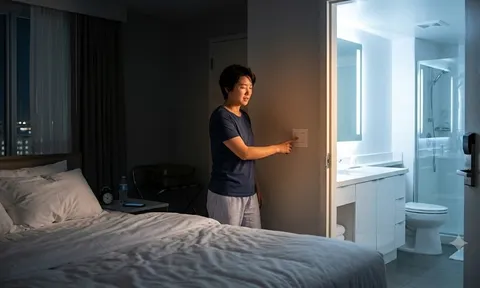 Vì sao nên bật đèn nhà vệ sinh xuyên đêm khi ngủ ở khách sạn?