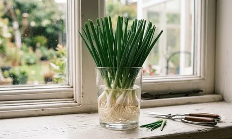 Mẹo trồng hành lá trong cốc nước, cắt nhiều lứa vẫn xanh tốt