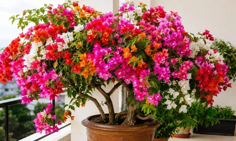 Cách trồng cây hoa giấy trong chậu sum suê hoa quanh năm, cây trông khô cằn nhưng hoa trĩu cành