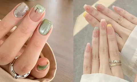 Nail nền trong điểm sắc xanh – xu hướng thanh lịch cho mùa thu 2026