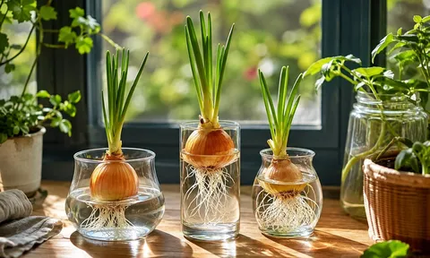 Cách trồng hành tây thủy sinh để bàn, đặt cửa sổ: Vừa đẹp mắt vừa tăng sinh khí