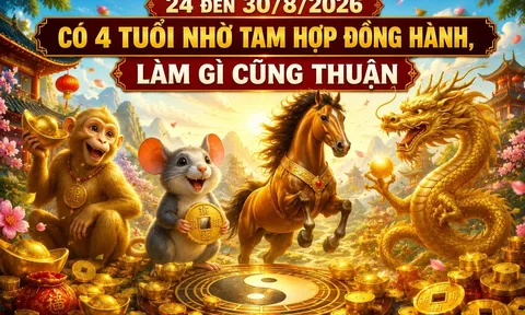24 đến 30/8/2026 có 4 tuổi nhờ Tam Hợp đồng hành, làm gì cũng thuận