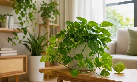 Vị trí đặt cây trầu bà giúp mang lại màu xanh thư thái, tăng tập trung, thu hút may mắn