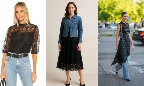 Phụ nữ 35+ muốn mặc nữ tính mà không sến: 4 cách phối ren với denim cực sang