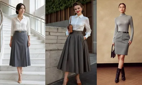 1 chân váy xám, 7 cách phối đồ giúp phụ nữ 30+ mặc đẹp cả tuần, thanh lịch đúng chất “old money”