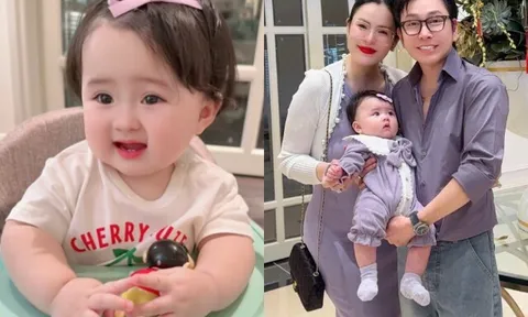 Con gái Phương Lê - NSƯT Vũ Luân khoe răng sữa và môi chúm chím cực đáng yêu, lần nào xuất hiện cũng như búp bê