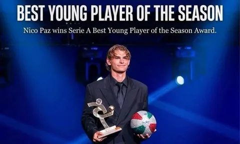 Nico Paz giành Cầu thủ trẻ xuất sắc nhất Serie A sau mùa giải bùng nổ