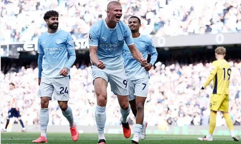 Haaland ghi bàn, Man City chiếm đóng ngôi đầu Ngoại hạng Anh