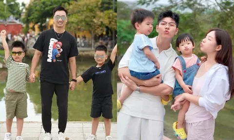 MC VTV có con sinh đôi: Thành Trung giáo dục khắt khe, cặp "long phụng" của Gia đình Truyền hình cực đáng yêu
