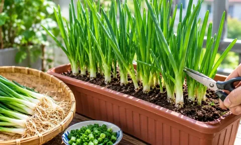 Trồng hành trong chậu cực dễ: Tận dụng gốc hành bỏ đi, vài tuần là có hành xanh ăn quanh năm
