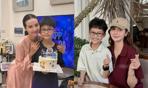 Huyền Lizzie mừng sinh nhật giản dị bên quý tử, bé Nem nay cao lớn điển trai, hưởng hết nét đẹp từ mẹ