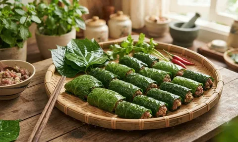 Mẹo cuốn chả lát lốt xanh mướt 10 cái như 1 đều tăm tắp nhìn là muốn ăn ngay