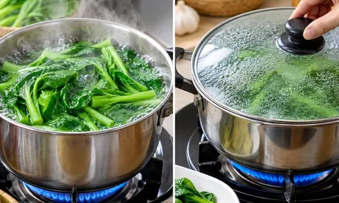 Luộc rau nên mở vung hay đậy vung? Làm sai rau dễ vàng, mất độ giòn, đây mới là cách đúng