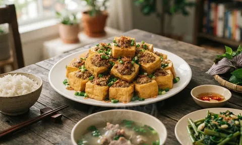 Cách làm đậu phụ nhồi thịt tẩm hành thơm ngon