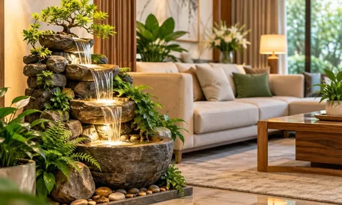 Vì sao nhiều gia đình thích đặt thác nước nhỏ trong phòng khách?