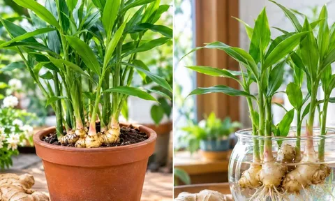 Trồng gừng phong thủy: Nên trồng thủy sinh hay vào chậu đất để cây vừa tốt vừa hút lộc?