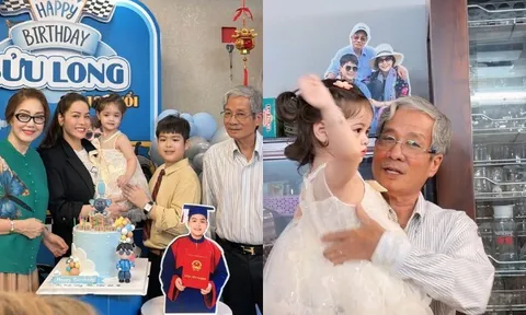 Nhật Kim Anh cùng gia đình chồng cũ tổ chức tiệc sinh nhật cho quý tử, bé Julia được ông yêu thương bồng bế