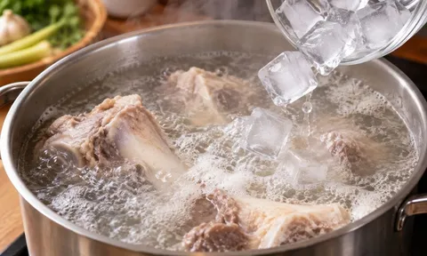 Tại sao nhiều người cho đá lạnh vào nồi canh xương đang sôi?