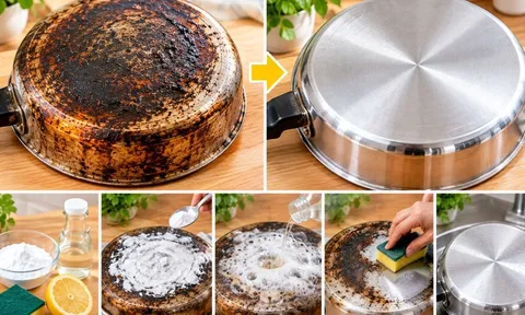 Mẹo hay làm sạch đáy nồi chảo cháy đen lâu ngày