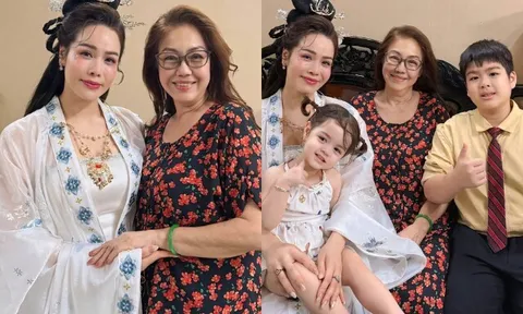 Nhật Kim Anh thân thiết bên mẹ chồng cũ, hóa chị Hằng đón Trung thu bên 2 con