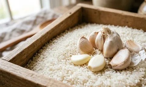 Vì sao nên để vài nhánh tỏi trong thùng gạo?
