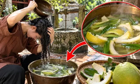 Mẹo nấu vỏ bưởi gội đầu kích tóc con mọc tua tủa