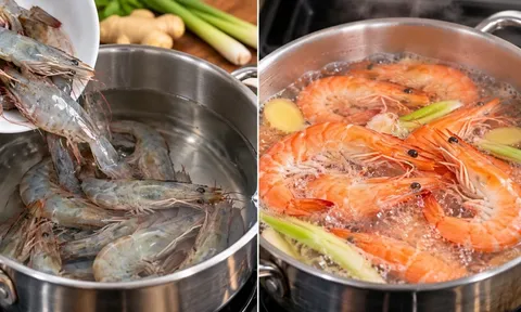 Luộc tôm nên cho vào từ nước lạnh hay nước sôi?
