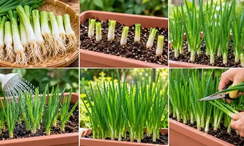 Cách trồng hành lá trong chậu từ gốc hành: 5 mẹo giúp hành xanh tốt, cắt ăn nhiều lần