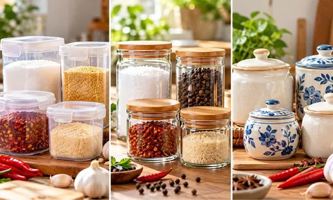 Nên đựng gia vị trong hũ nhựa, thủy tinh hay gốm sứ?