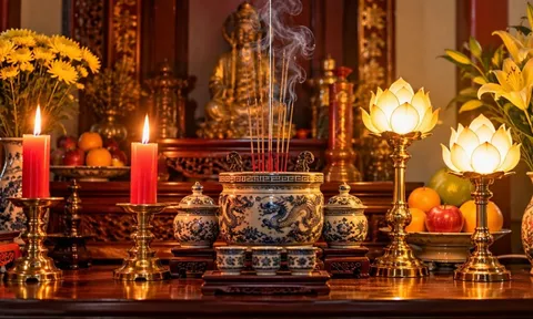 Trên ban thờ nên dùng nến hay đèn điện? Nhà đã đặt sẽn đèn điện thờ thì có cần nến không?