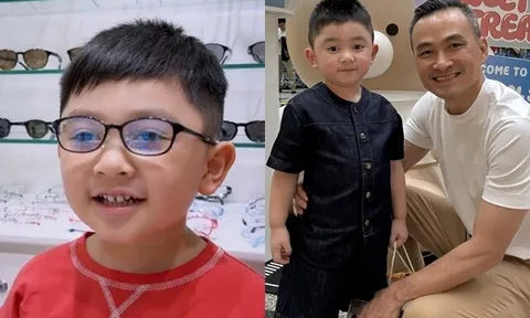 Vợ của Chi Bảo đưa con sang Singapore để khám mắt, bé Gia Khang 4 tuổi đã phải đeo kính cận