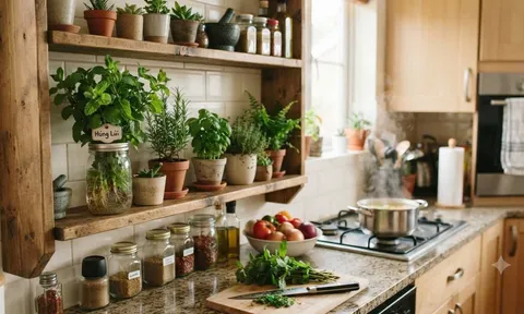 Vì sao nên đặt 1 bình rau húng lủi trong khu vực nhà bếp?